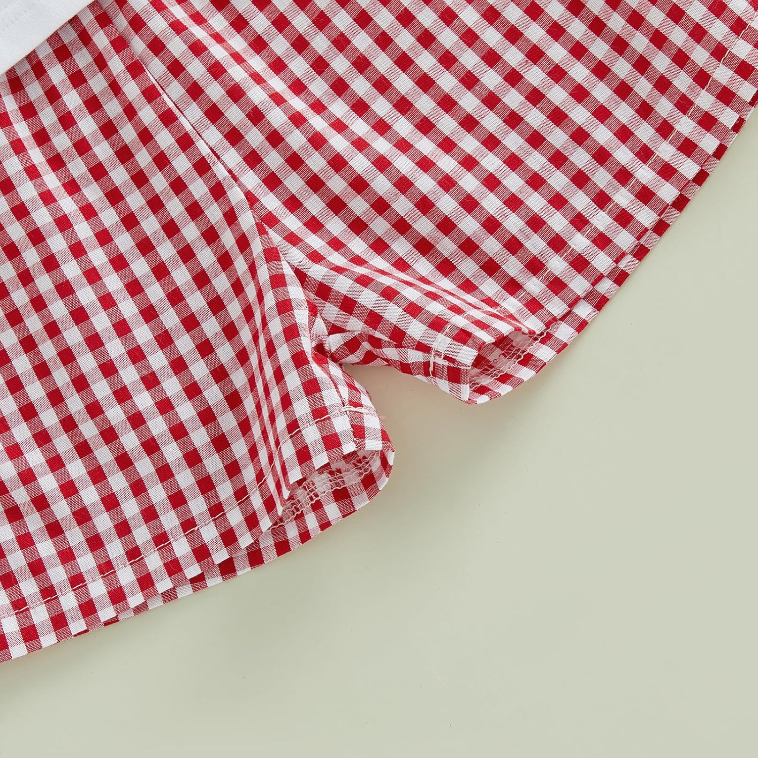 Toddler Baby Boy Summer Clothes Short Sleeve Embroidery Baseball T-shirt & Plaid Shorts Set 2 Piece Outfit - Image 7