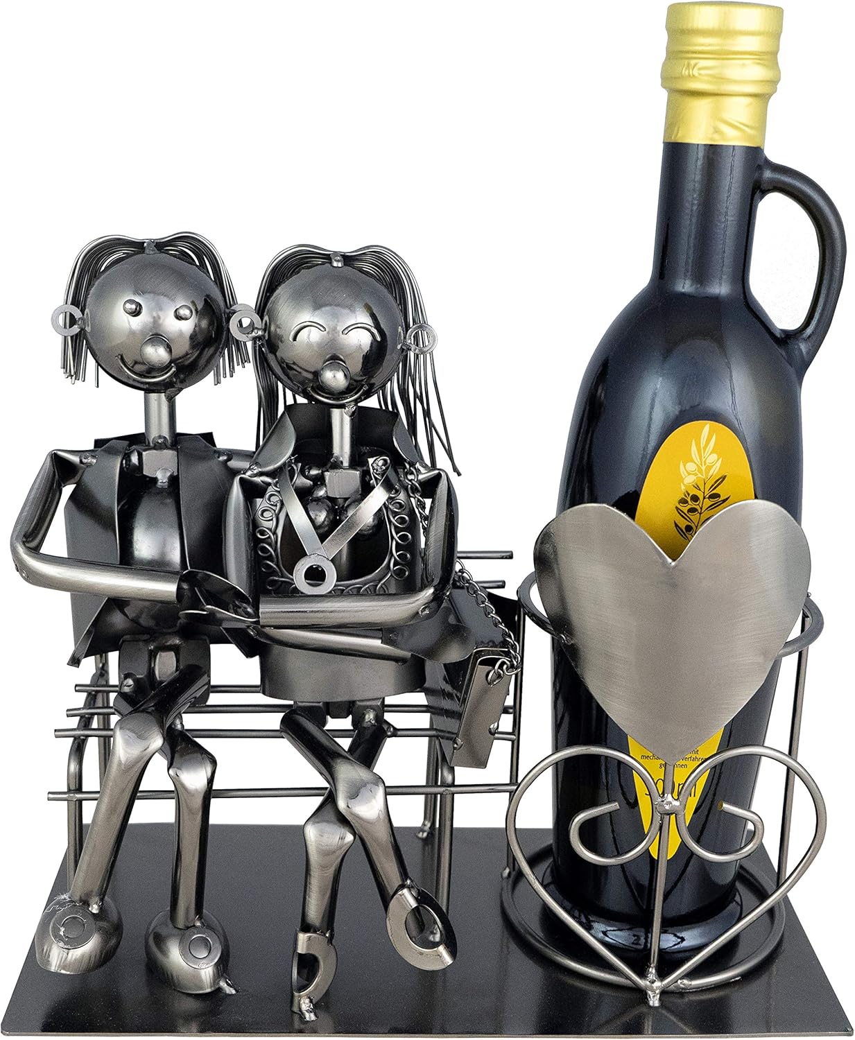 BRUBAKER Wine Bottle Holder Statue Love Couple On The Bench Sculptures and Figurines Decor & Vintage Wine Racks and Stands Gifts Decoration