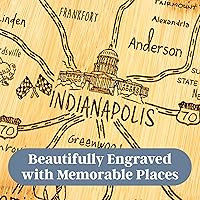 Vista 3 de Totally Bamboo Destination Indiana State Shaped Cutting Board, Charcuterie and Cheese Serving Board – Indiana Gift for Home Décor or Everyday