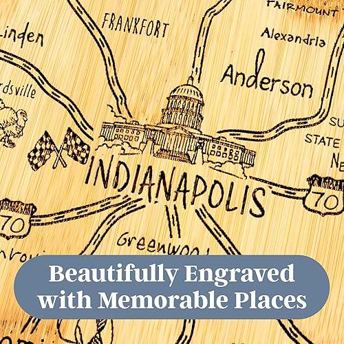 Miniatura 3 de Totally Bamboo Destination Indiana State Shaped Cutting Board, Charcuterie and Cheese Serving Board – Indiana Gift for Home Décor or Everyday