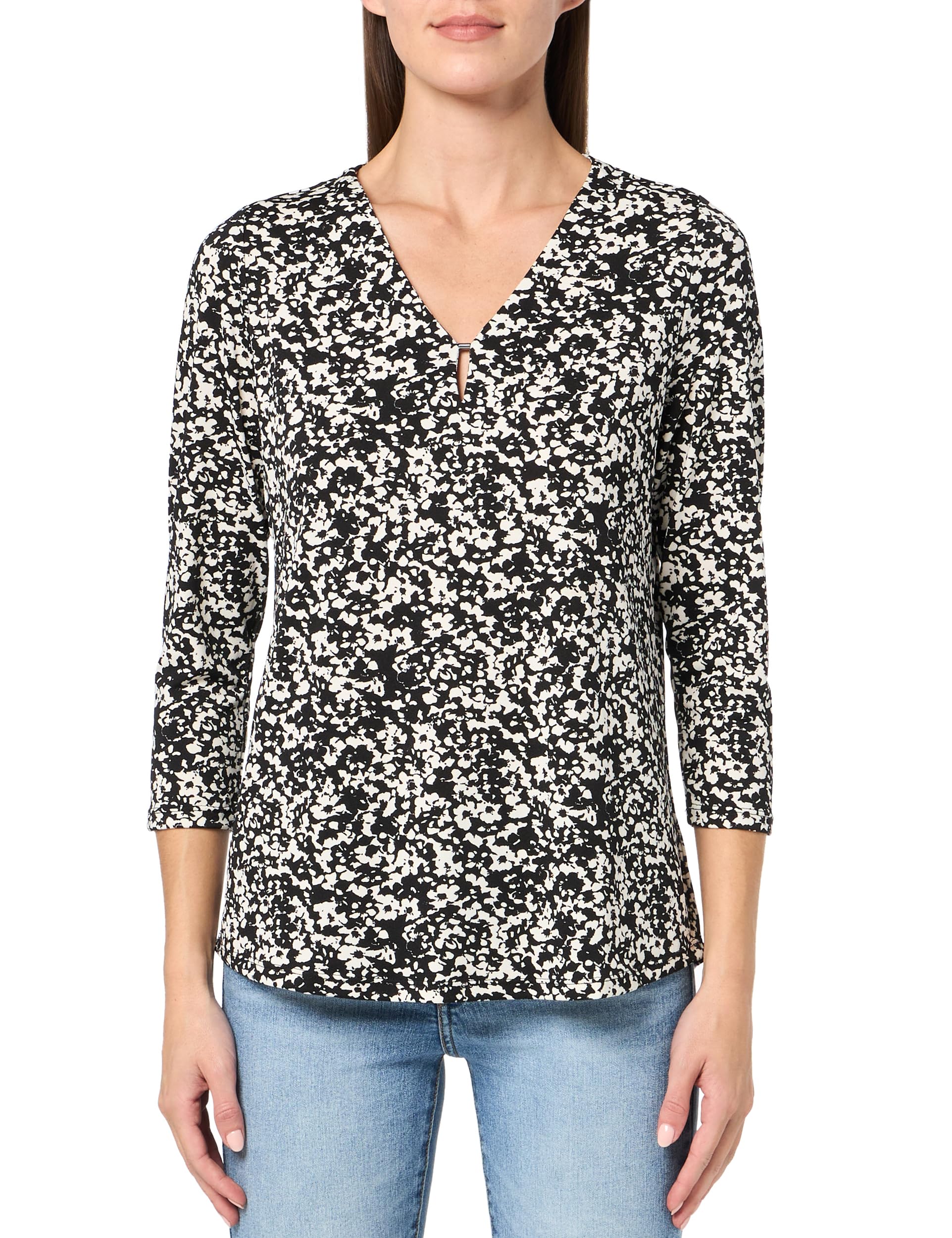 Jones New York Women's 3/4 Sleeve V-Neck Printed Top