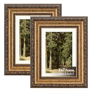 5x7 Picture Frame Gold 2 Pack - Antique Small Vintage Picture Frames - Amazon product rated Grade B