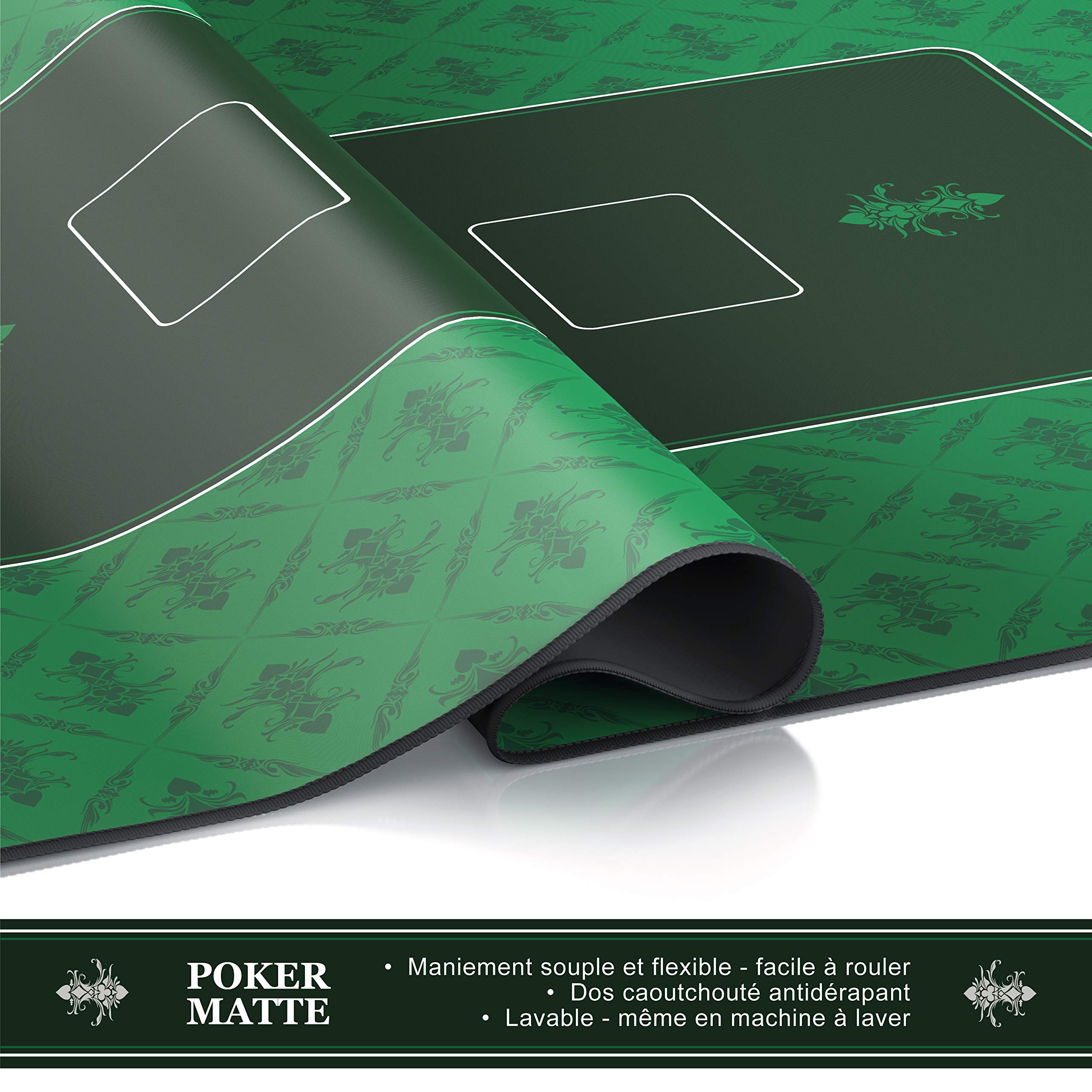 CSL- Tapis de Poker rectangulaire Vert 1000x600mm, sous-Main Bureau 100x60cm, Table pour Jeux de Poker, Taille Large XXL, Surface en Tissu, Base antidérapante, Précision et Confort