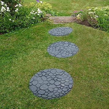 Garden Gear Reversible Stepping Stones Eco-Friendly River Rock Effect Ornamental Recycled Rubber for Garden, Path & Patio 1 Stone 45cm x 45cm 1 Stone