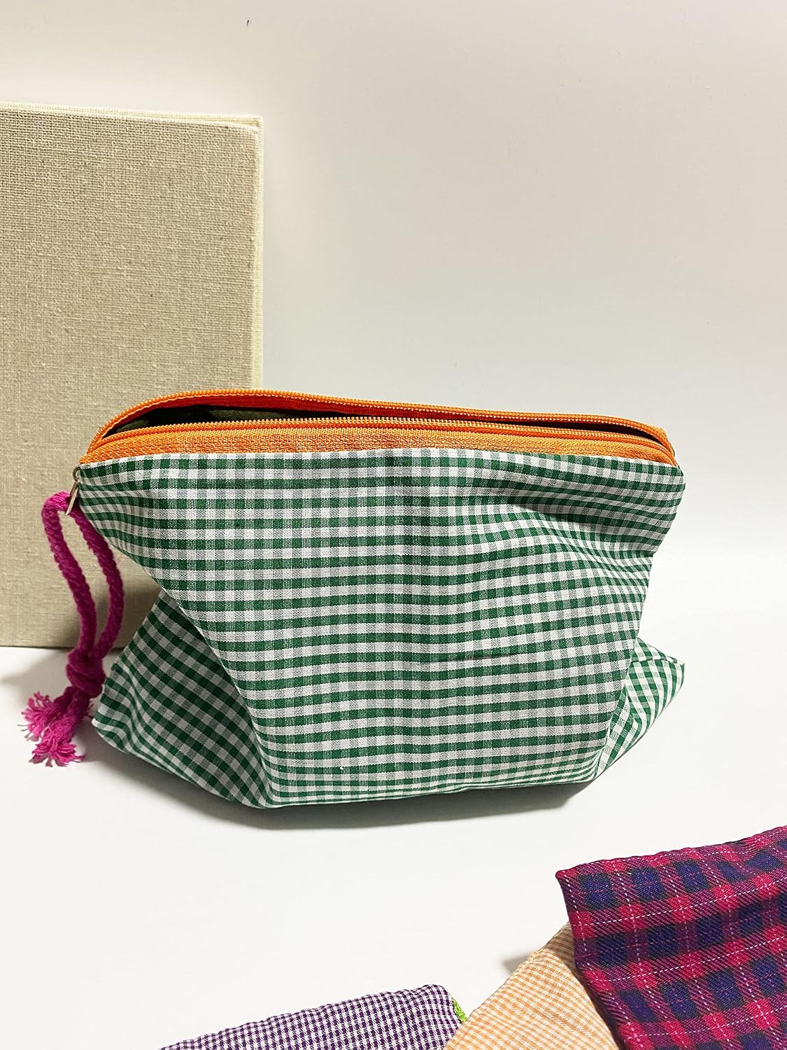 FIYUK 3PCS Makeup Bag Portable Pouch Purse Bag Travel Cosmetic Storage Organizer Lightweight for Women, Green/Red/Purple - Image 3
