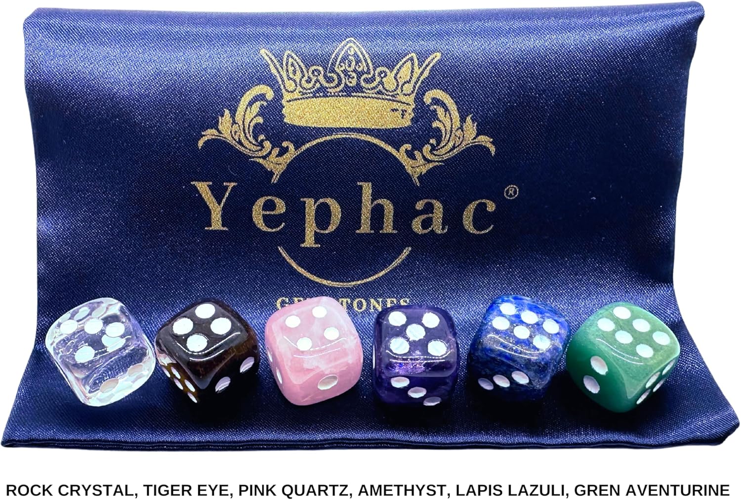Natural Hand Carved Gemstone Various Crystal Healing Lucky Dice 15mm (Multicolor)