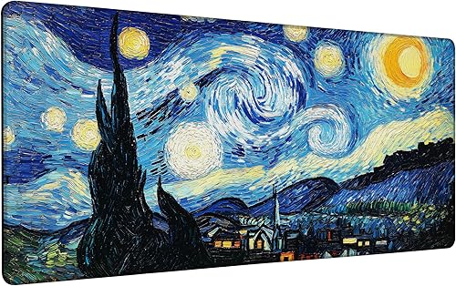 Miniatura 37 de Highland Cow Starry Night - Alfombrilla de mouse grande para escritorio, teclado extendido, alfombrilla de mouse de anime con base antideslizante y
