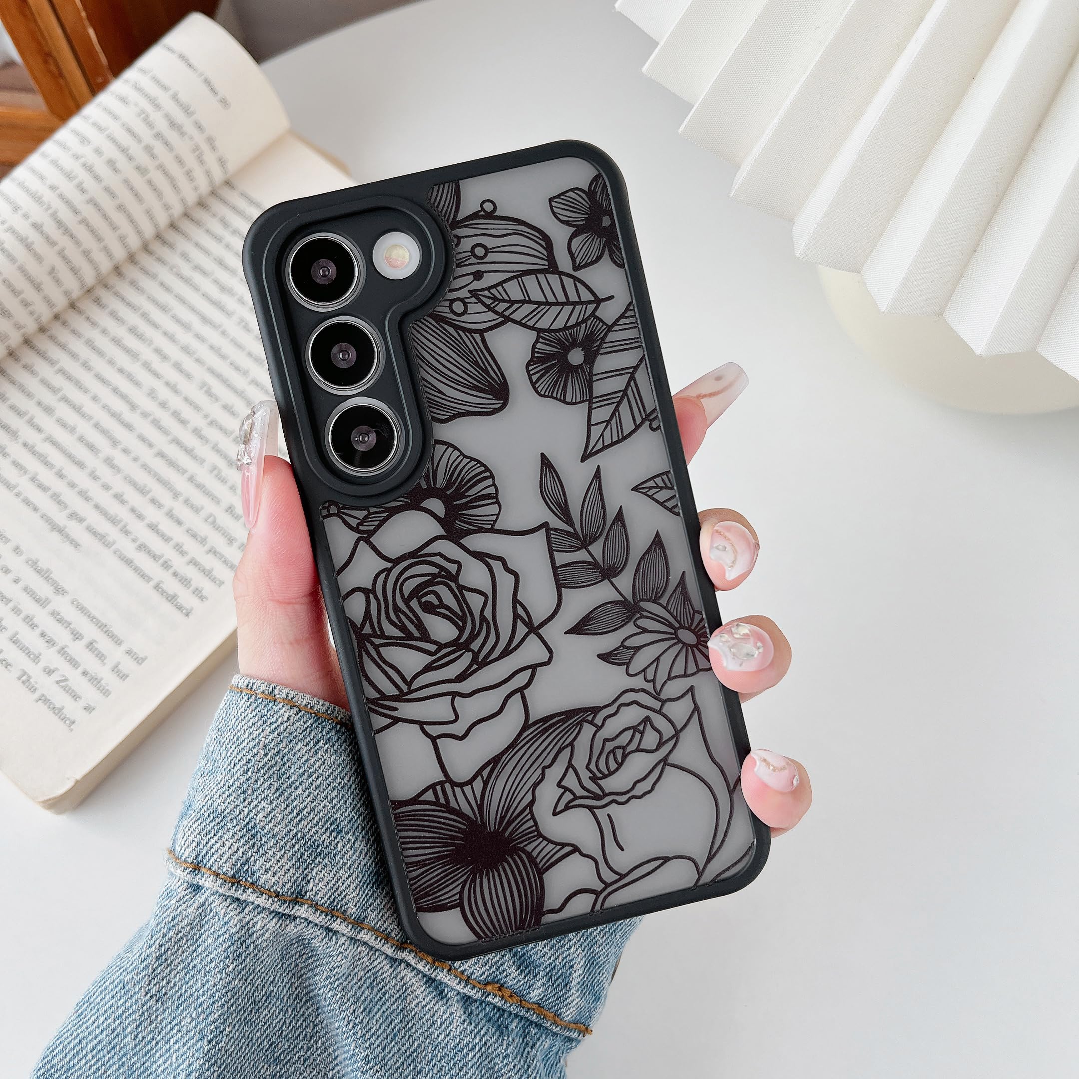 XIZYO for Samsung Galaxy S23 Case, Floral Rose Cute Phone Case for Women Girls Aesthetic Pattern Print Slim TPU Bumper Shockproof Protective Cover for