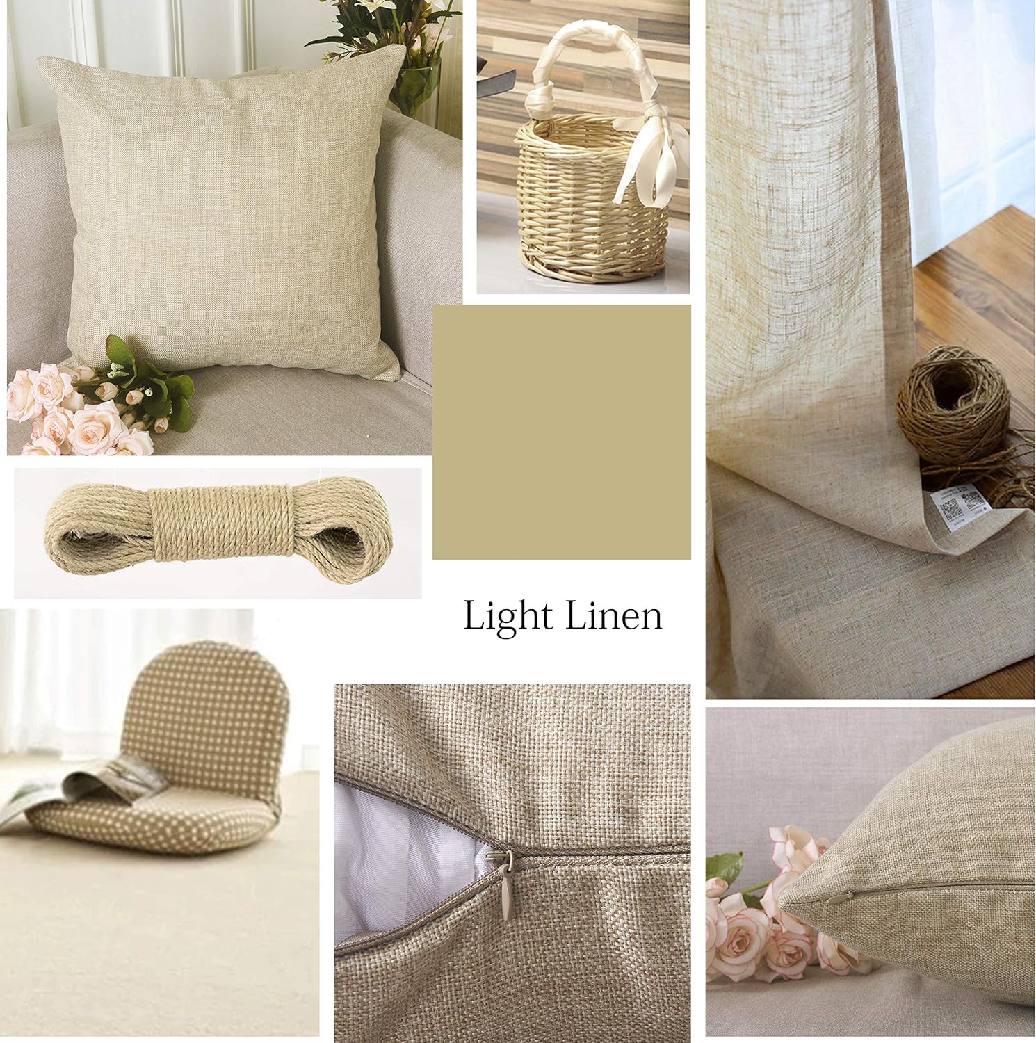 Home Brilliant Decorative Faux Linen Cushion Covers Square Throw Pillow Covers Protector Cushion Cover for Sofa Set of 4 - Image 5
