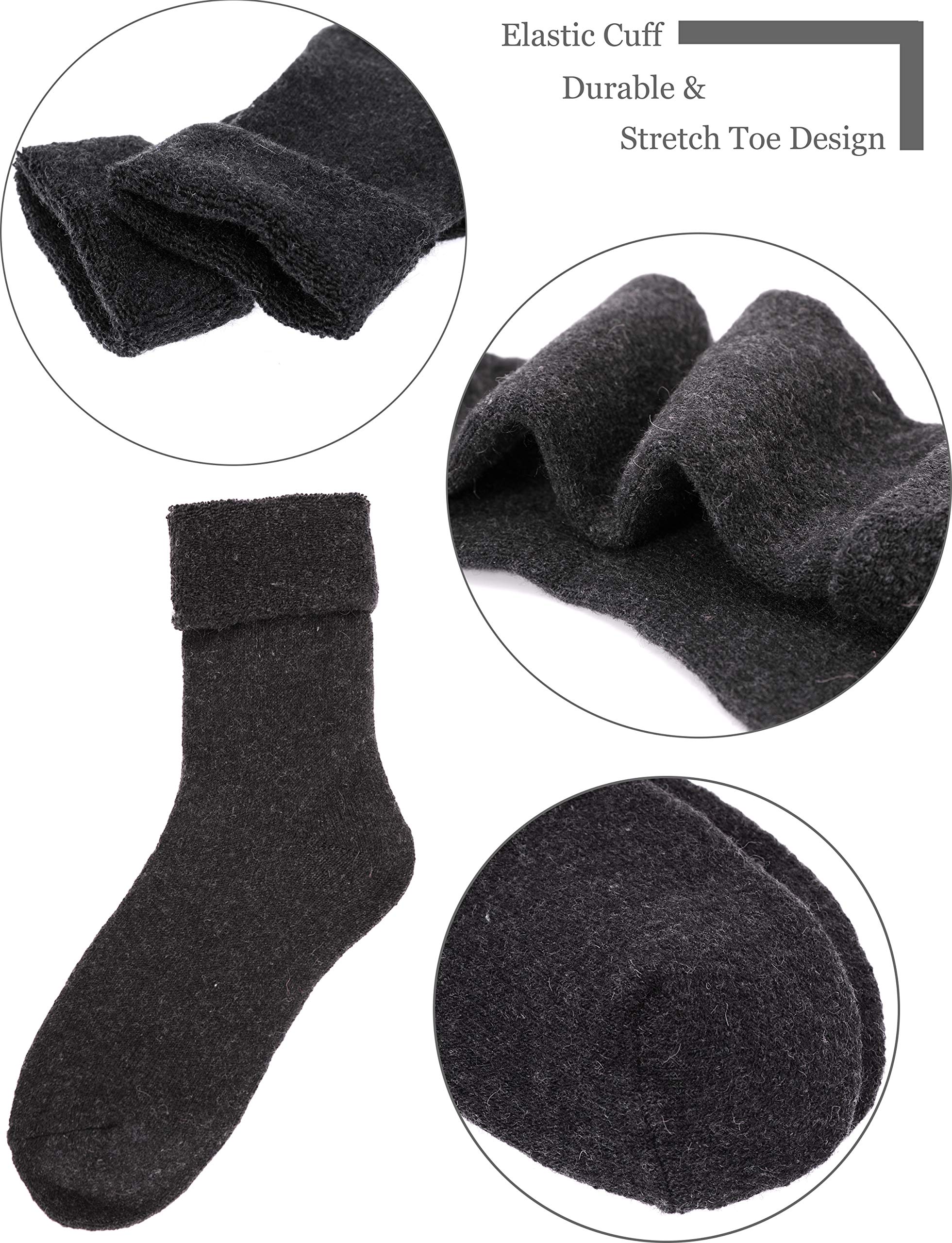 EBMORE 5 Pairs Women Merino Wool Boot Socks Thermal Hiking Winter Warm Thick Cozy Cabin Crew Comfy Socks for Ladies