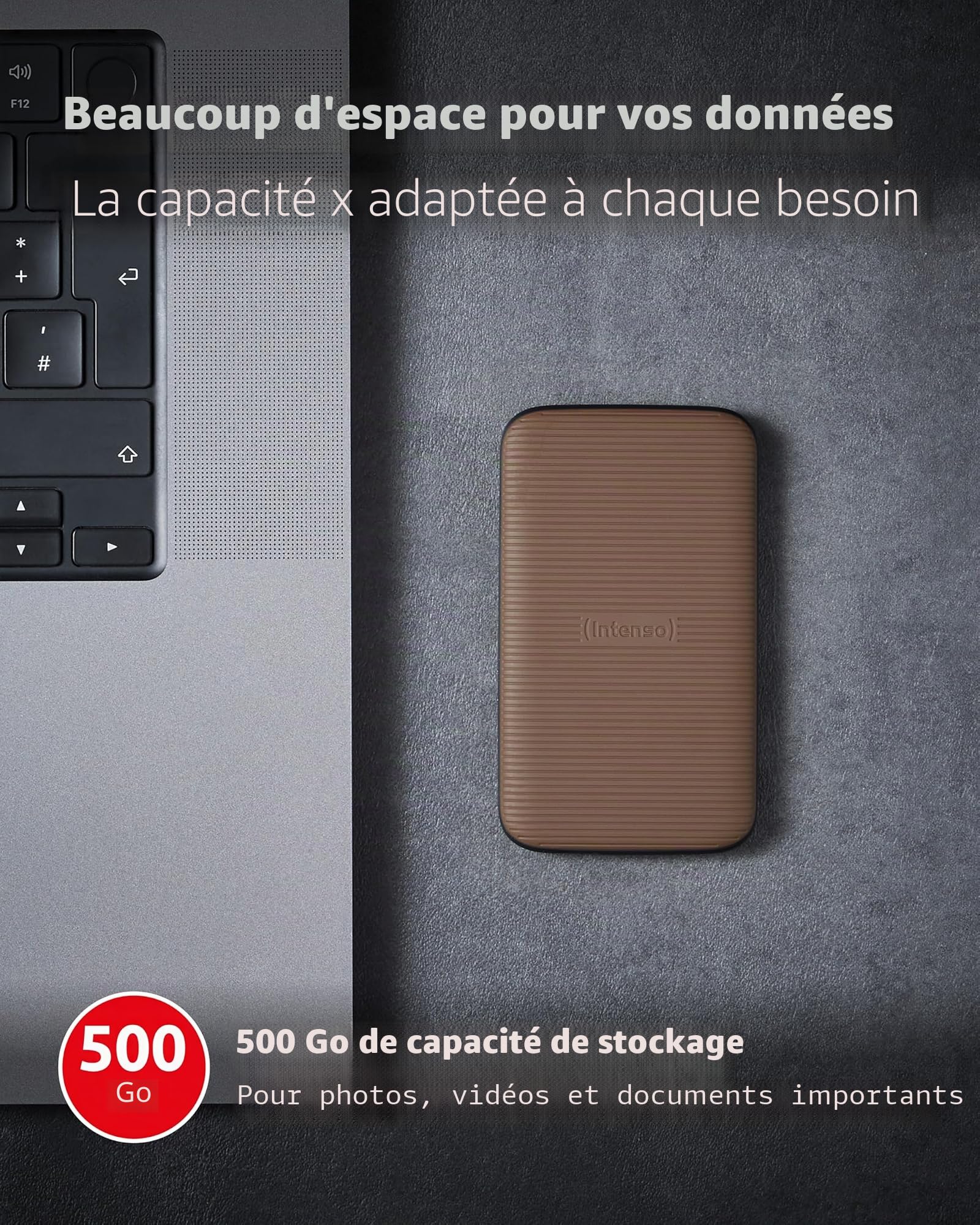 Intenso Disque dur externe SSD TX500, 500 Go Portable Solid State Drive, Super Speed USB 3.2 Gen 2x1 (10 Gbit/s), jusqu'à 1000 Mo/s