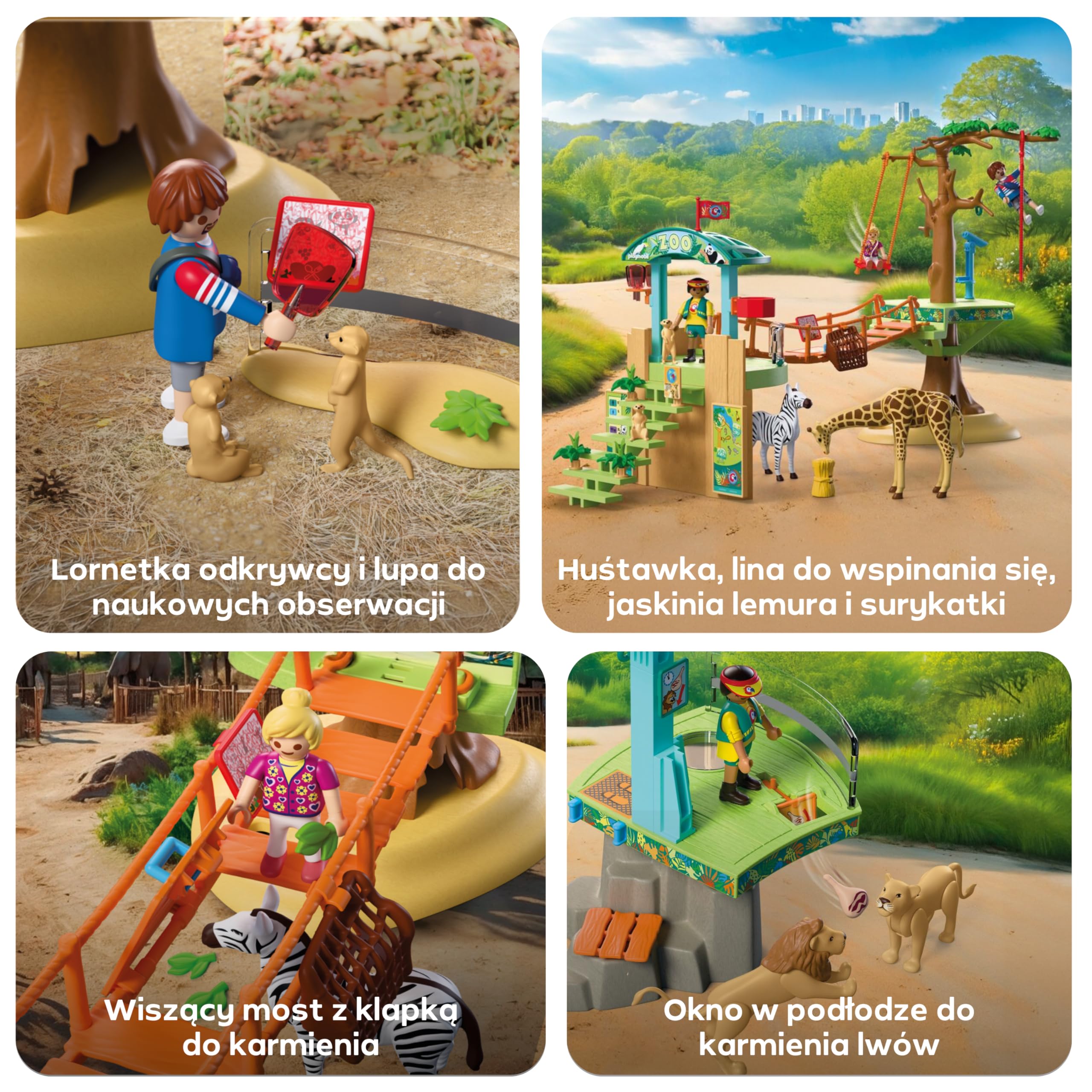 PLAYMOBIL | Animals & Friends | Zoo Park wspinaczkowy w dziczy | 3 platformy z kolejką linową i mostem wiszącym | atrakcja dla dzieci w wieku od 4 lat | 72070