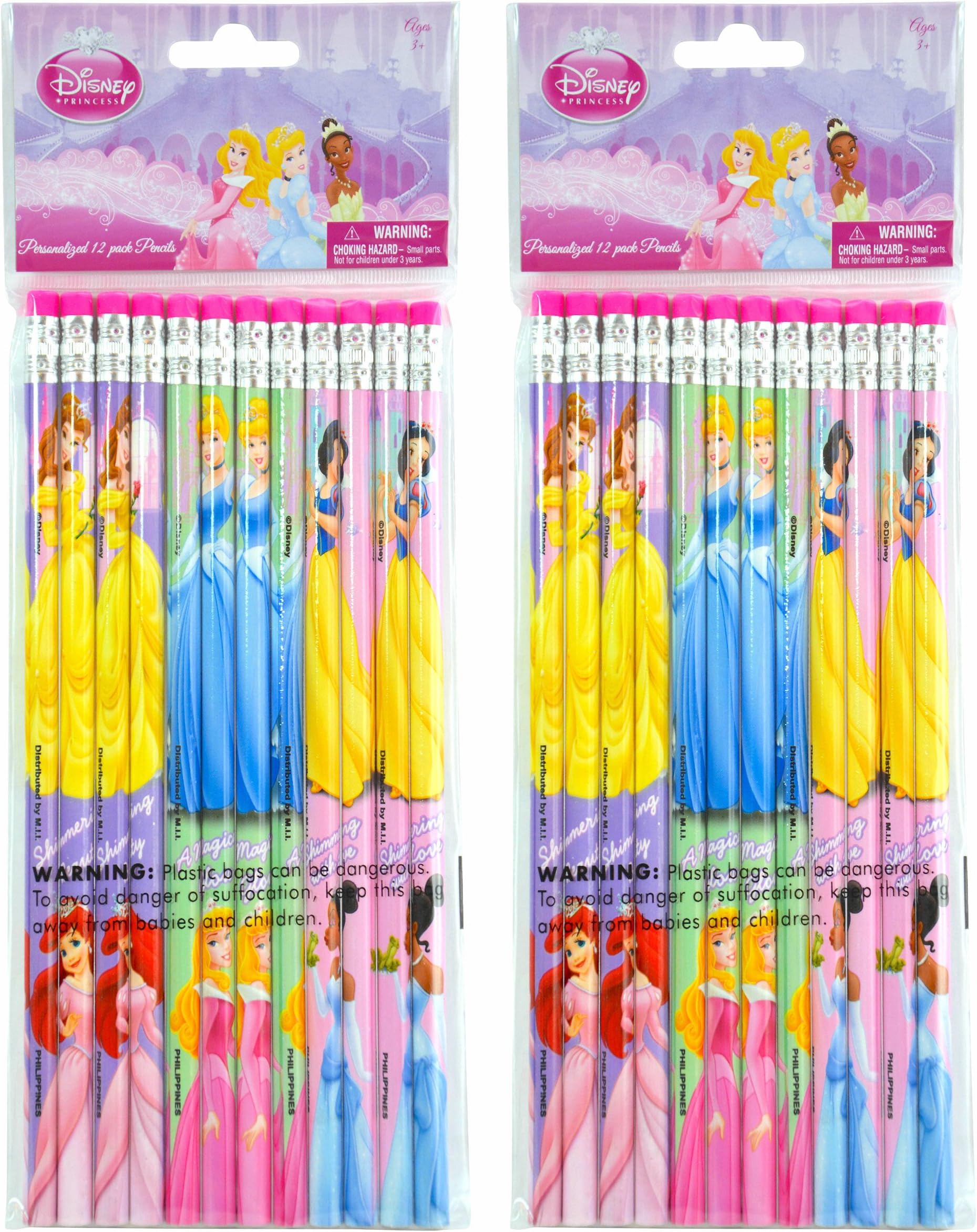 2-PACK, Disney Princess 12 Pack Wood Pencils