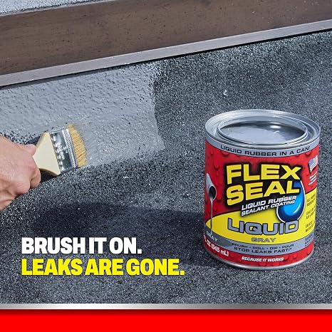 Flex Seal Liquid Rubber Sealant Coating, Waterproof, Gray, 32 oz