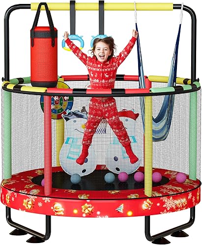 Miniatura 15 de Lamerge Kids Trampoline, Toddler Bouncing Trampoline with Safety Enclosure Net, ASTM-Approved, 500lbs Capacity, Ages 1-8, Adjustable Handrail, Arco