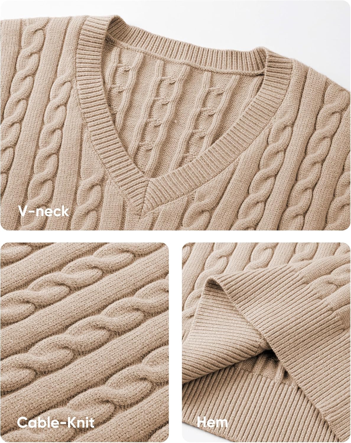 JMIERR Men's Sweater Vests Causal Sleeveless Cable Striped Knit V Neck Pullover - Image 6