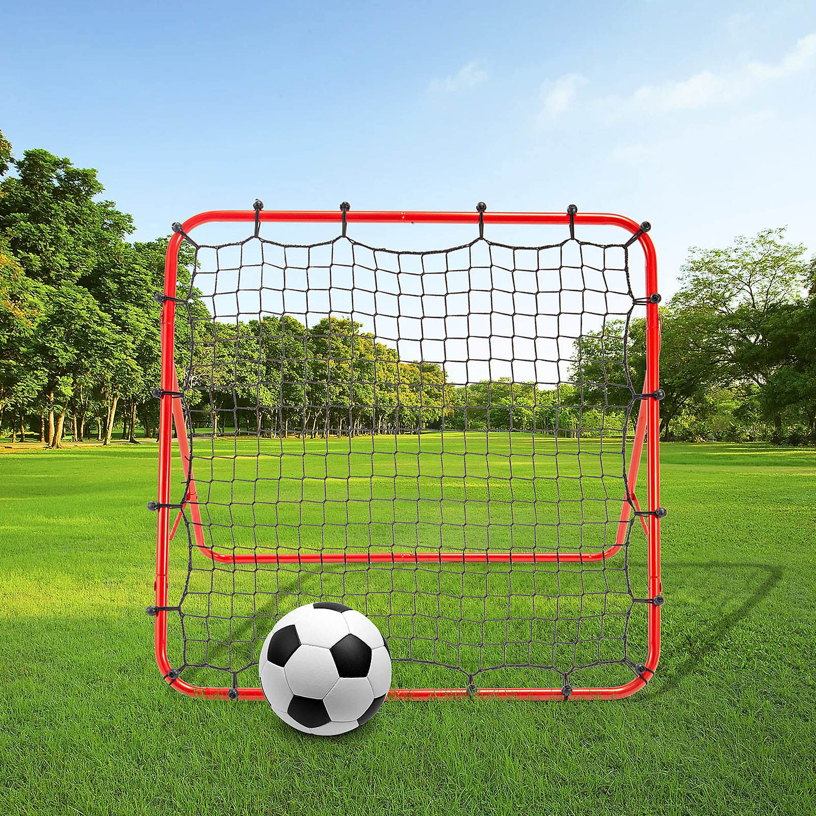 Trintion Fußball Rebound Netz Kinder und Jugendliche Tragbares Prellwand Verstellbar Fußballtor Kicker für Fußball Training 100 x 100cm