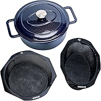 Ganbles 4QT Enameled Cast Iron Dutch Oven with Round & Oval Silicone Liners - Sourdough Artisan Bread Baking Kit
