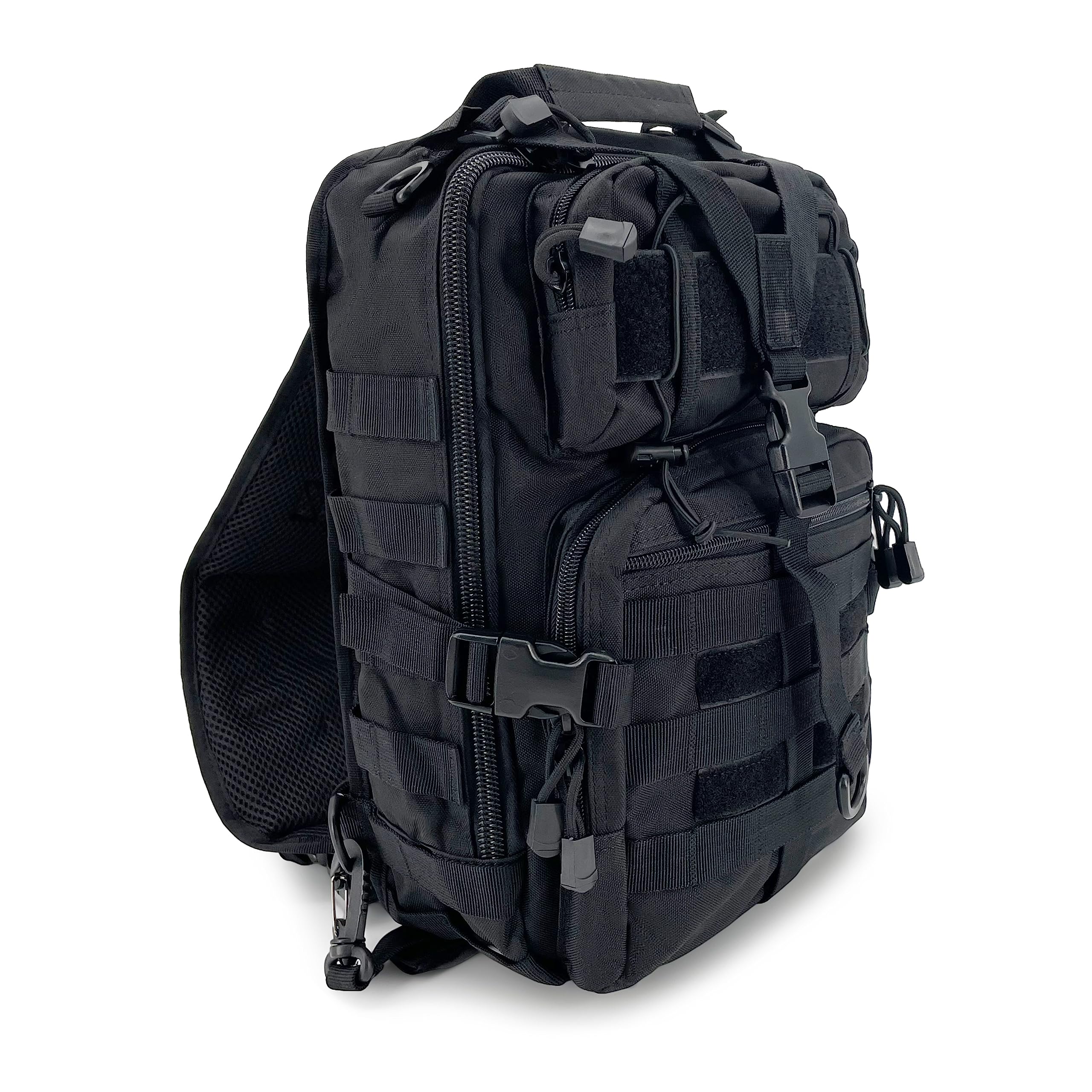 Alephnull Taktyczna torba na klatkę piersiową Molle na wędrówki plecak dzienny Sling torba Crossbody torba na ramię do aktywności na świeżym powietrzu, w podróży, na, czarny, 35 × 24× 10 CM, Taktyczne