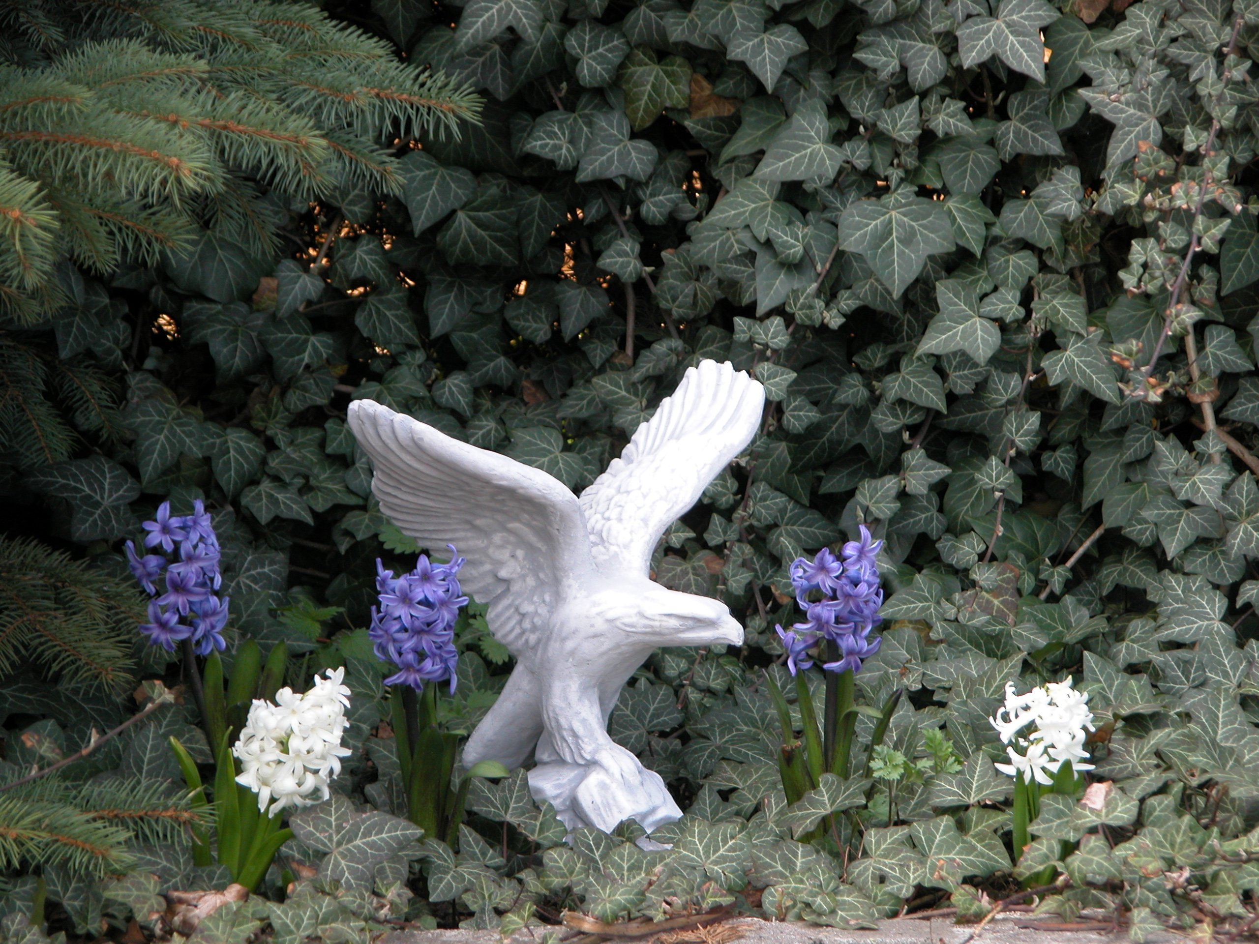 gartendekoparadies.de Adlerfigur aus Steinguss, Steinadler, Höhe 32 cm, 35 cm Spannweite, 4 kg, Frostsicher, Grau