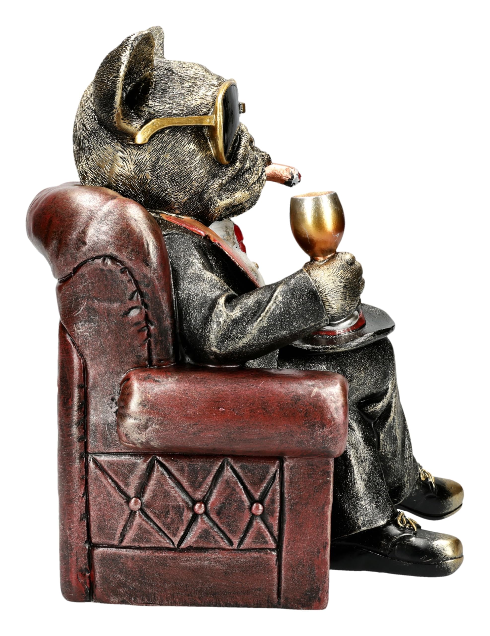 Figuren Shop GmbH Hundefigur als Gentleman – selbstbewusste Bulldogge im Gentleman-Outfit – handbemalte Dekofigur (26,5 cm) – Stilvolle & lustige Geschenkidee für Hundeliebhaber