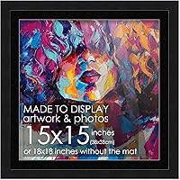 Vista 22 de Marco de madera negra de 9 x 9 pulgadas con paspartú blanco Con paspartú de 12 x 12 a 9 x 9 pulgadas Protector inastillable acrílico UV