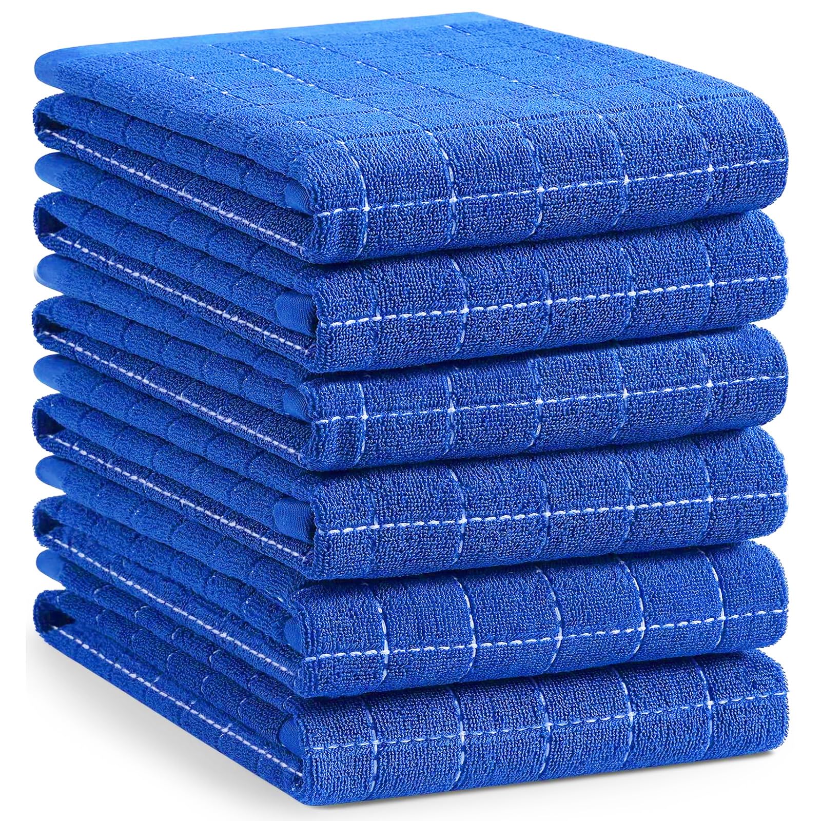 Homaxy 100% Cotton Terry Kitchen Towels, Large 6 Pack, Blueberry | Ultra Soft and Absorbent Dish Towels for Kitchen, Suitable for Drying and Washing Dishes
