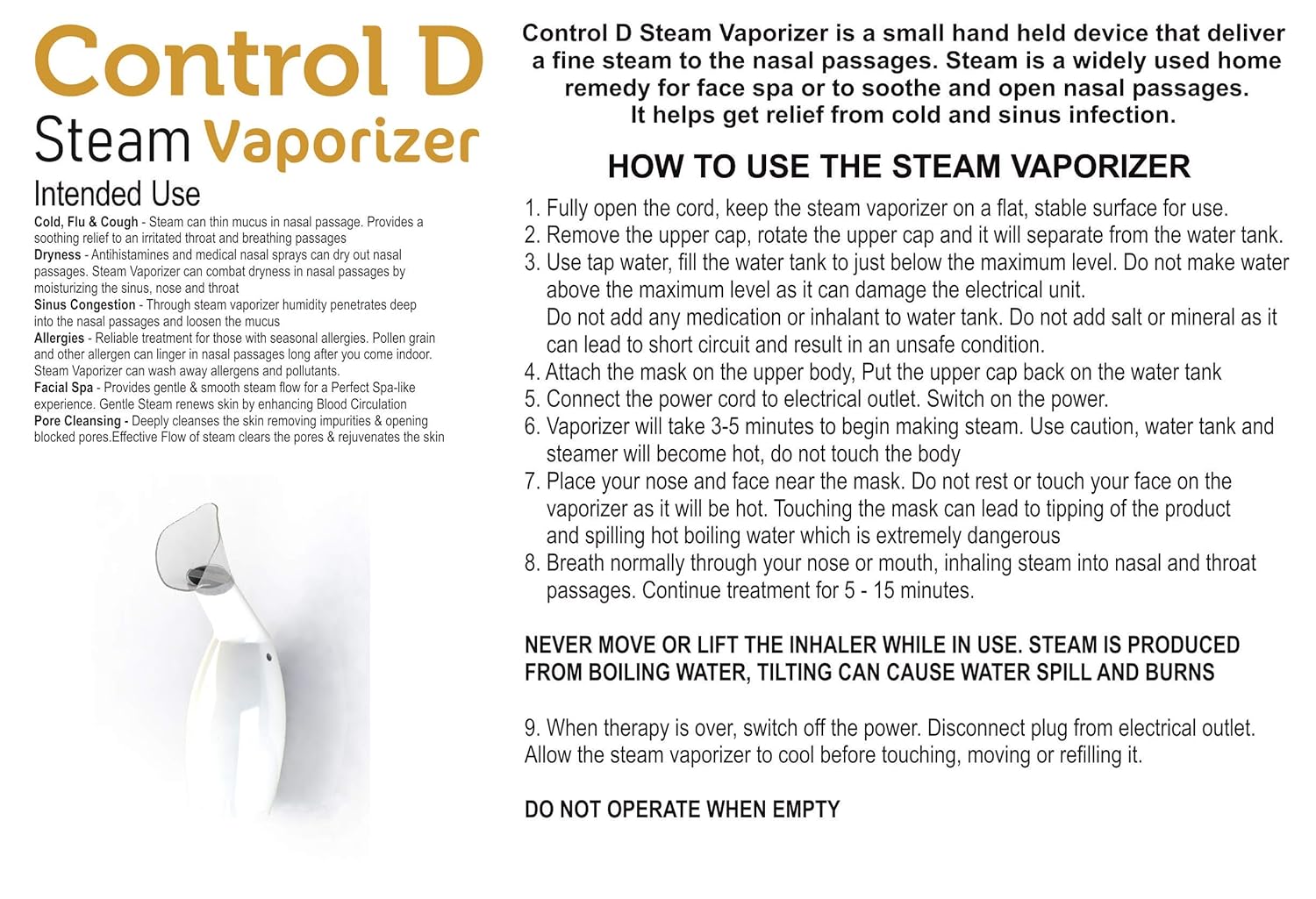 Control D Steamer Home Spa Face White Vaporizer Control D Steamer Home Spa Face White Vaporizer