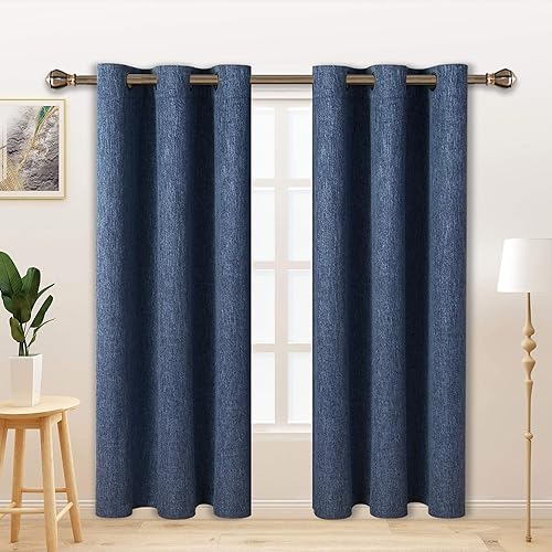 LORDTEX Cortinas opacas texturizadas con aspecto de lino con forro aislante térmico, cortinas de ventana gruesas y pesadas con ojales para