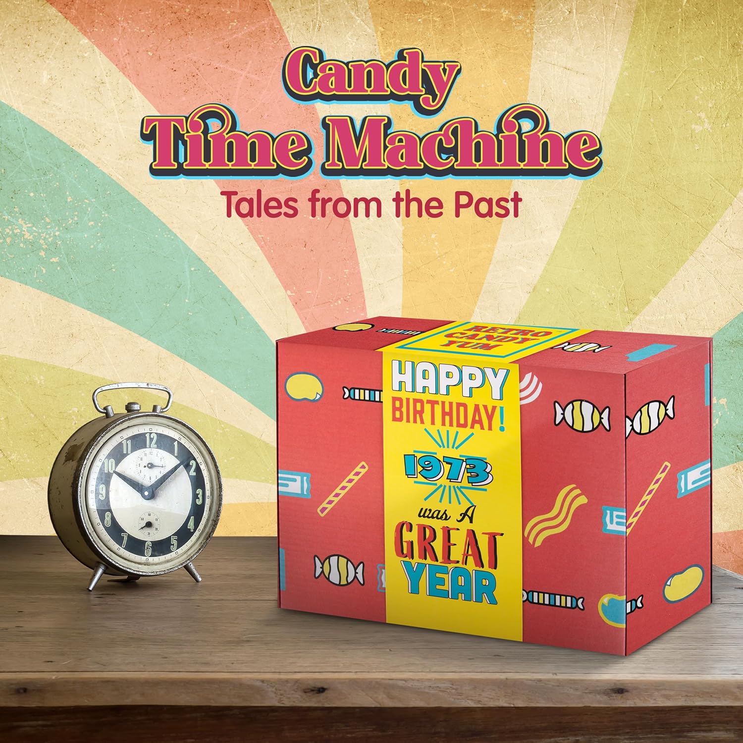 RETRO CANDY YUM ~ 1973 53rd Birthday Gift Box Mix Nostalgic Candy from Childhood for 53 Year Old Man or Woman Born 1973 Jr