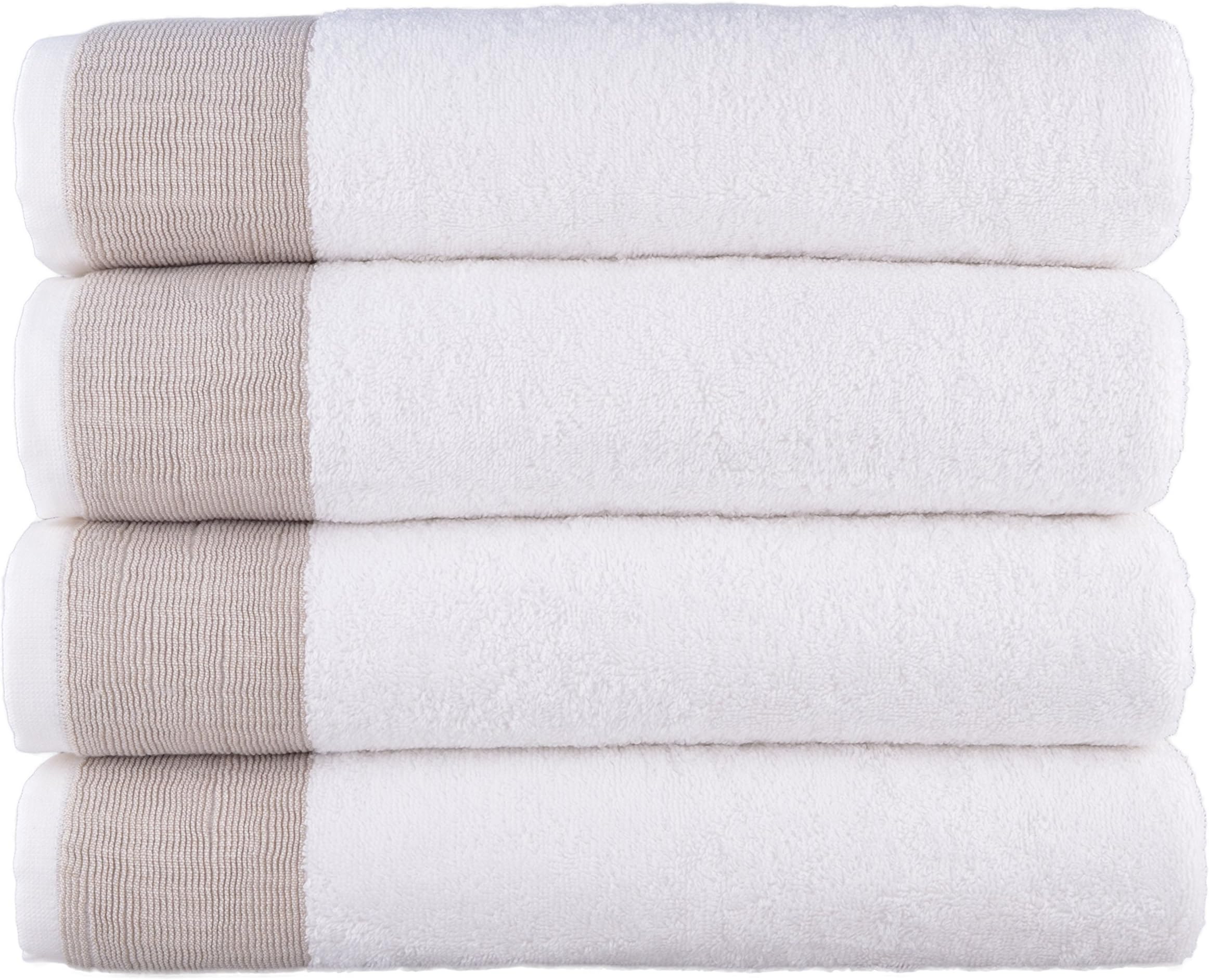 Venice Luxury 100 Percent Turkish Combed Cotton Set of 4 Bath Towel Set - Made in Turkey (Beige)