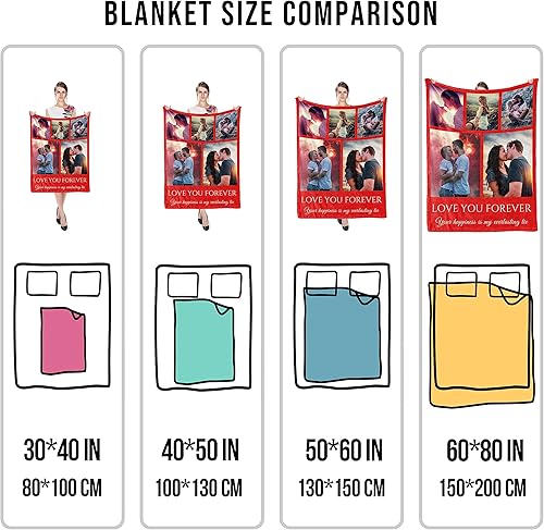 Miniatura 2 de HALOVE Manta de fotos personalizada para parejas, manta de forro polar personalizada, manta de franela con imagen, regalos para marido, esposa,