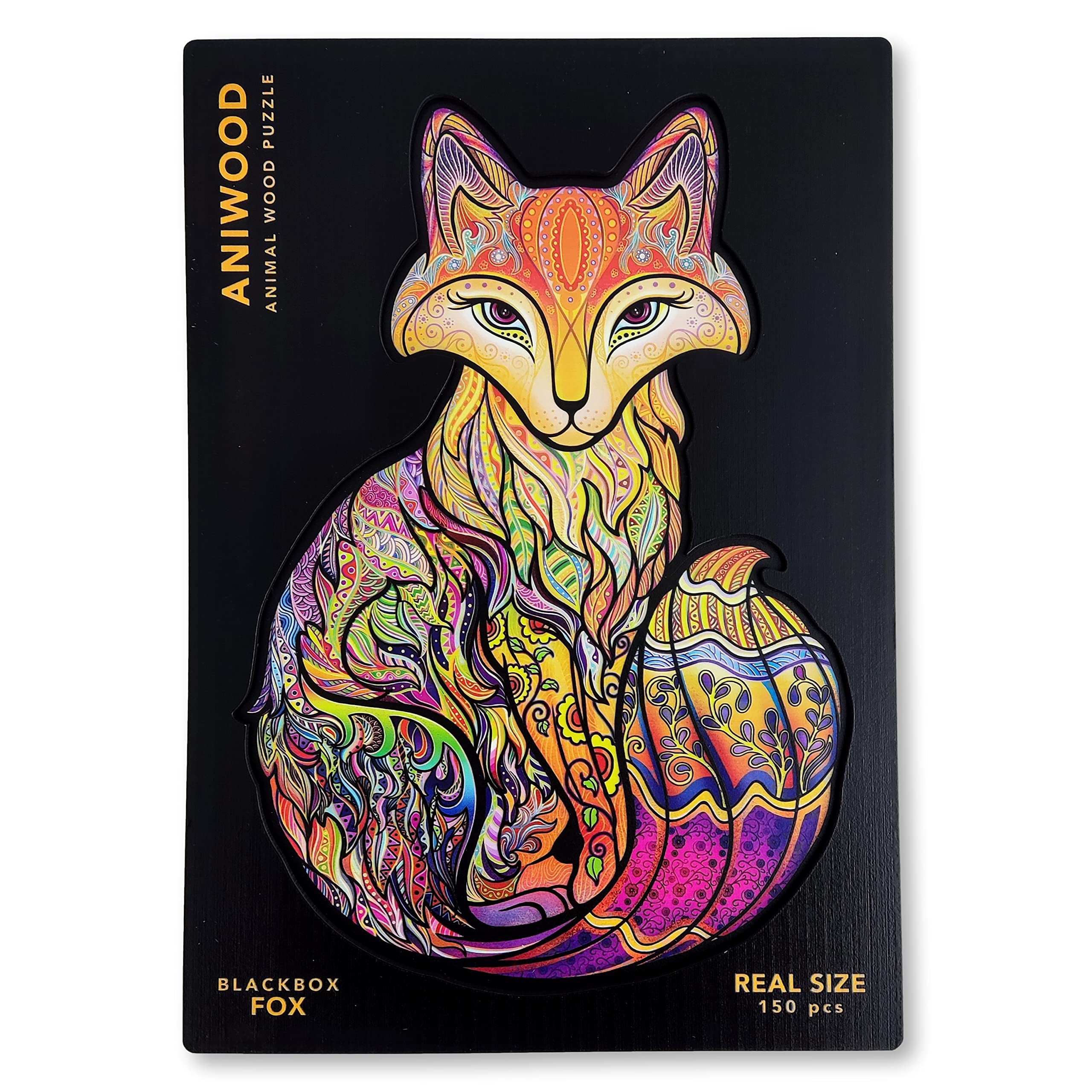 ANIWOOD Puzzle de Madera de Animales. Tapa troquelada, Caja a tamaño Real del Puzzle. 3 Modos de dificultad, Elemento Decorativo. Piezas únicas Originales de Animales (Medium, Caballito de Mar) — view 23