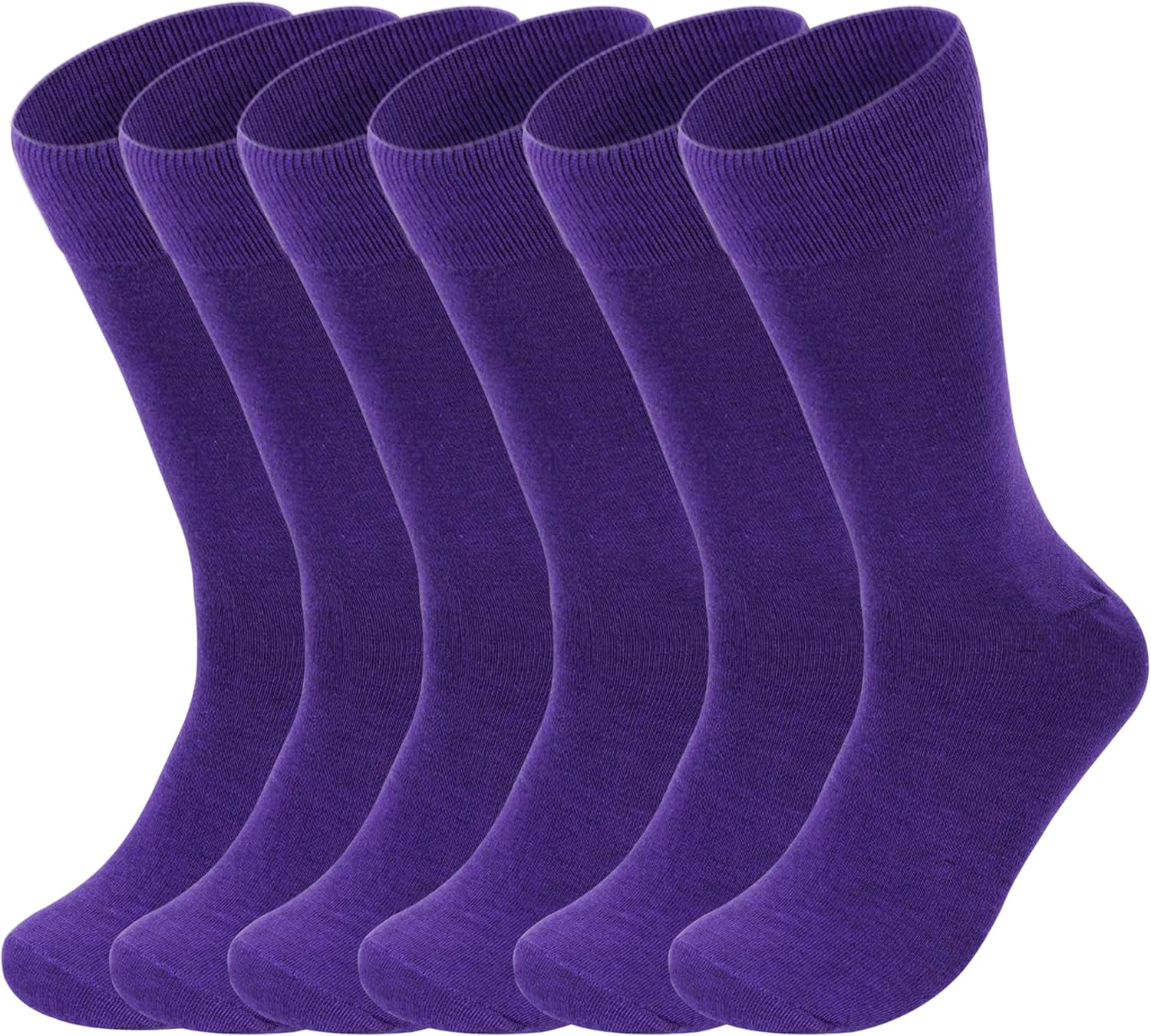 Feraricci 6 Pack Solid Color Casual Dress Socks for Men - Colorful & Comfortable Crew Socks