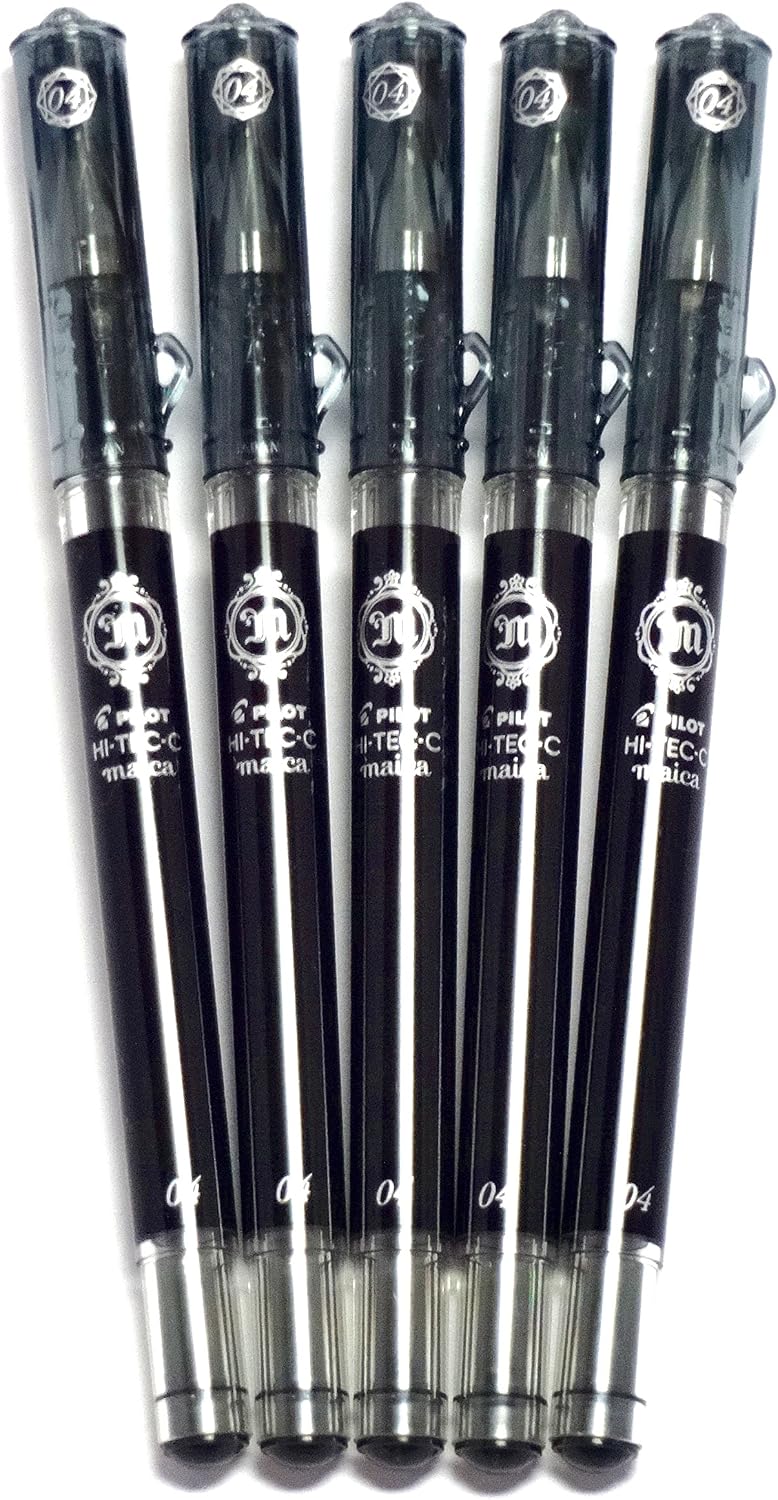 Pilot Hi-Tec-C Maica Gel Ink Pen Black, 0.4 mm, 5 pens per Pack (Japan import) [Komainu-Dou Original Package]