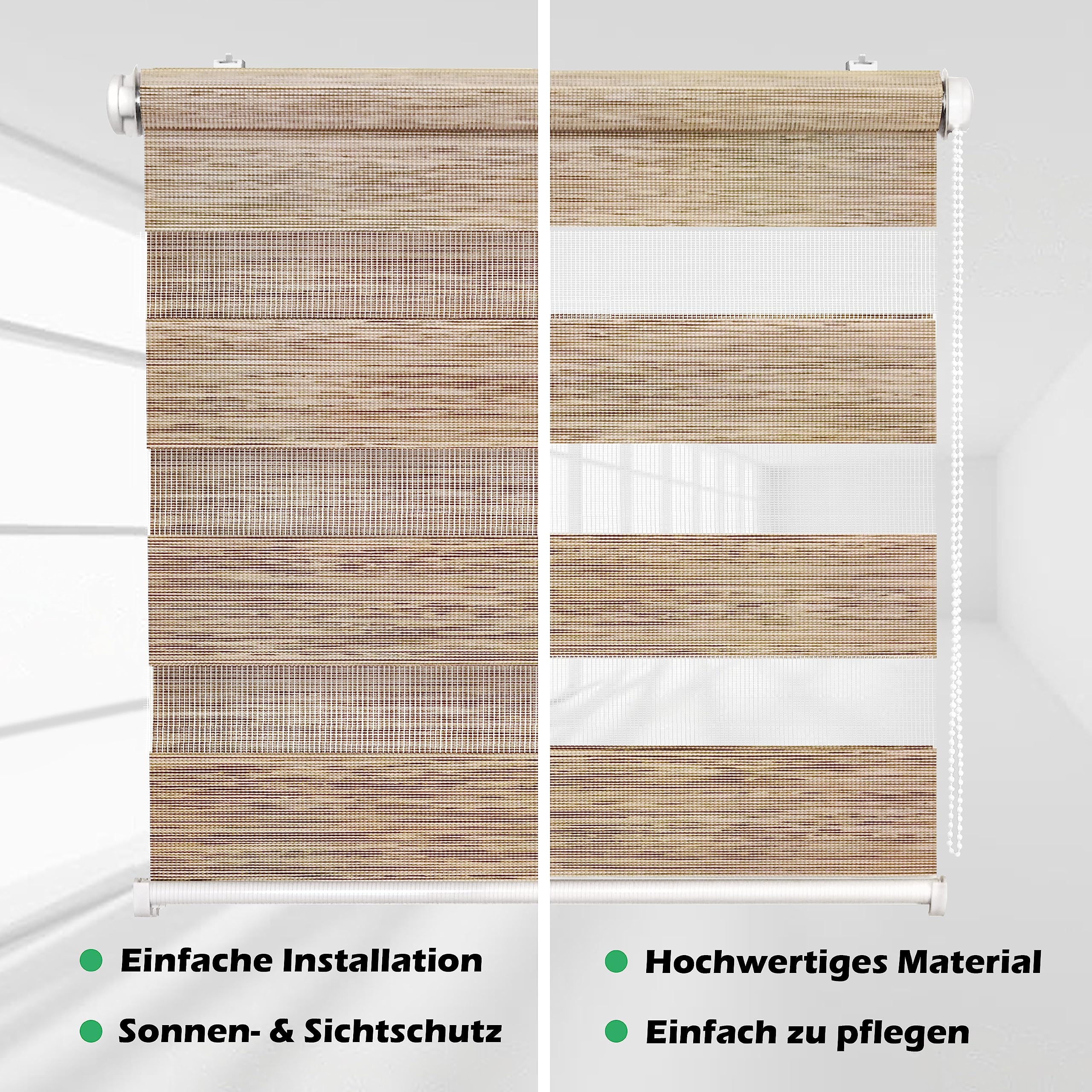 Sonello dubbel rolgordijn Klemmfix duo-rolgordijn zonder boren, 115cm x 130cm zwart, voor ramen