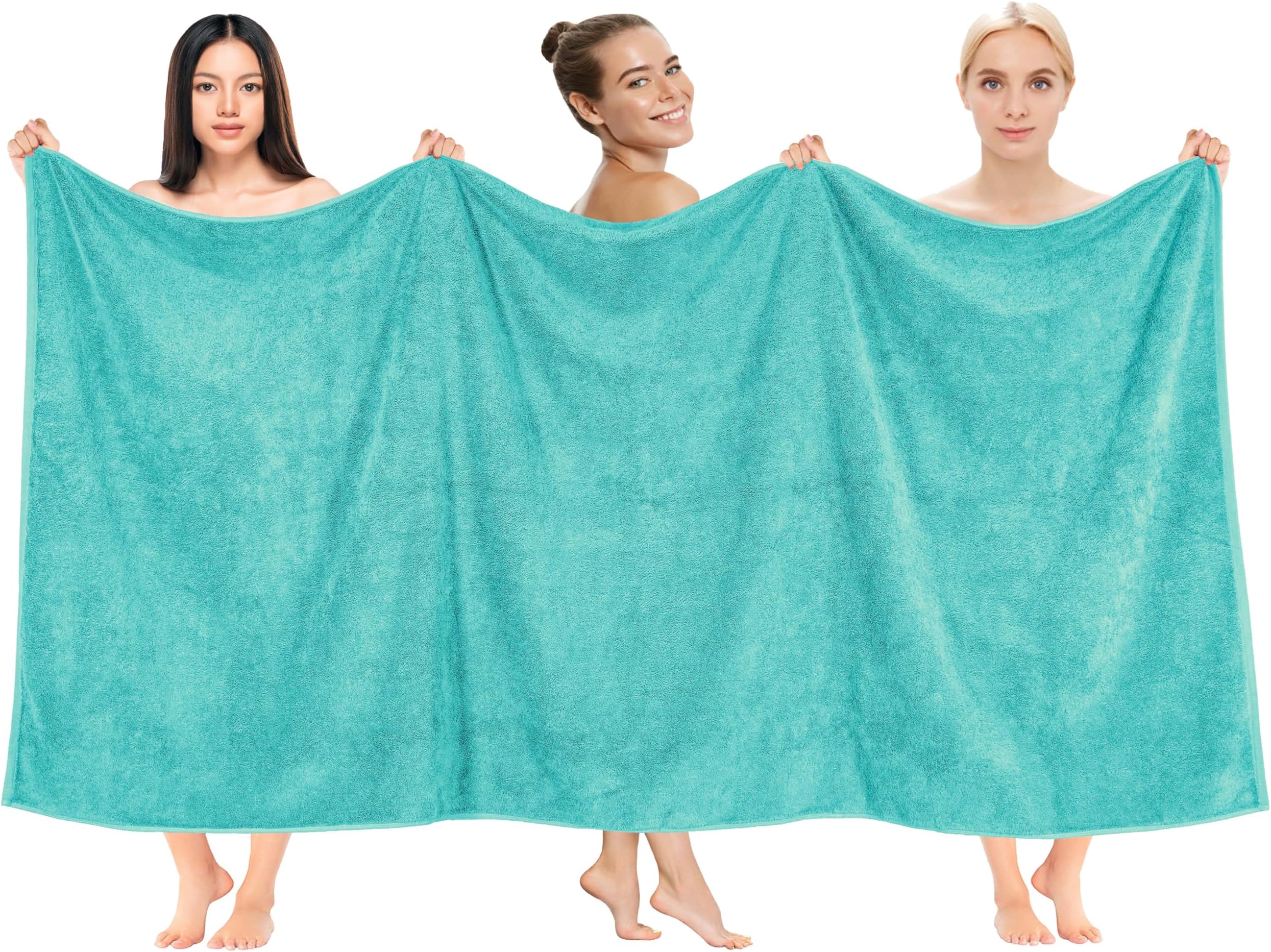 Cotton Paradise 100% Cotton Oversized Bath Sheet 40 x 80 Inches Extra Large Turkish Bath Towels for Bathroom, Turquoise Bath Towel