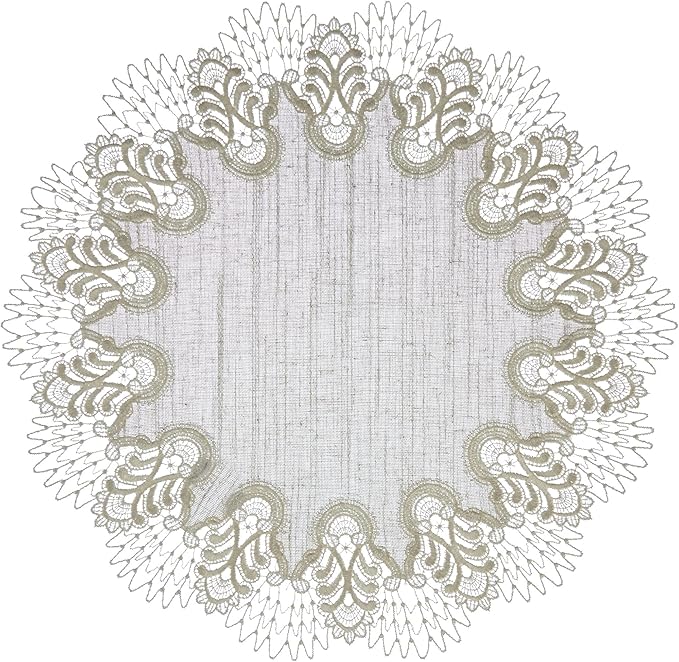 Plauener Spitze 4048L_11_46 Tischdecke Oslo L, GrößL 46 cm, rund Plauener Spitze 4048L_11_46 Tischdecke Oslo L, GrößL 46 cm, rund