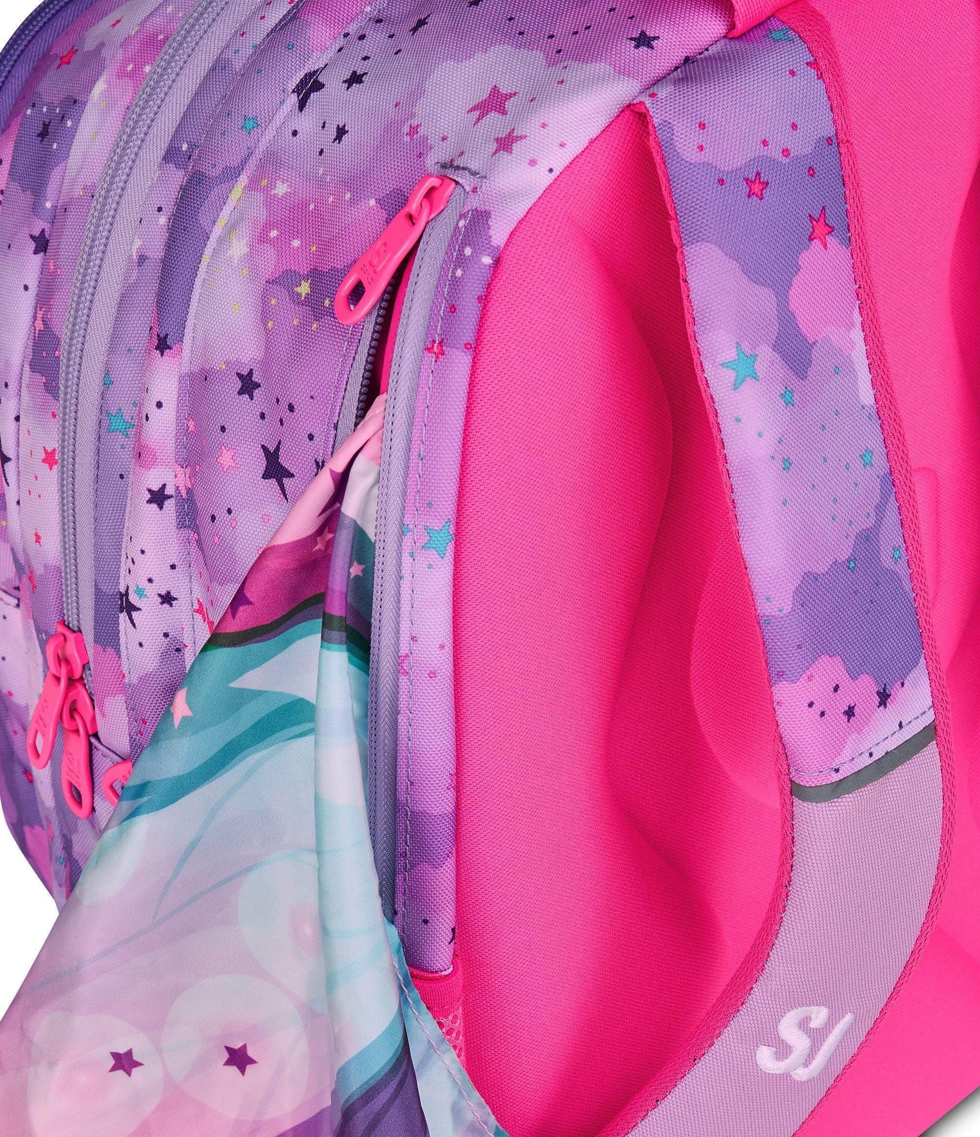 SJ GANG STYLE JAM GANG Zaino Scuola Advanced, Fucsia, Maxi Ali Estraibili, Doppio Scomparto e Tasca per Borraccia, 29 L, Zaino Scuola Elementare, Zaino Bambina