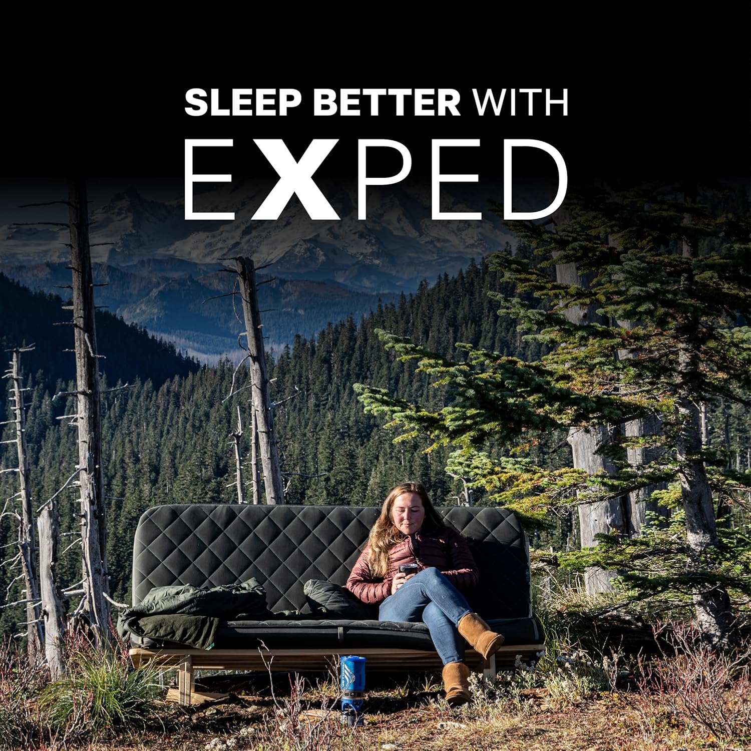 Exped LuxeMat Single MW - Self Inflating Luxury Sleeping Mat, 4” Foam Pad, Pump Included