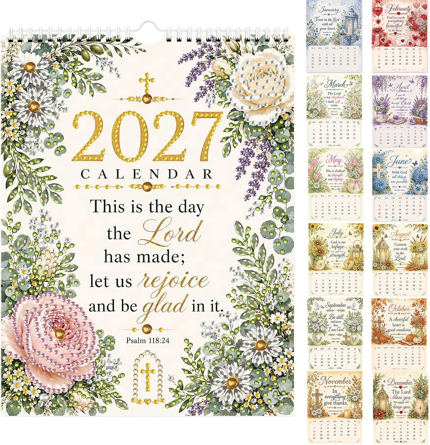 2027 DIY Diamond Art Painted Wall Calendar 6.7x8.9" 12 Month Planner
