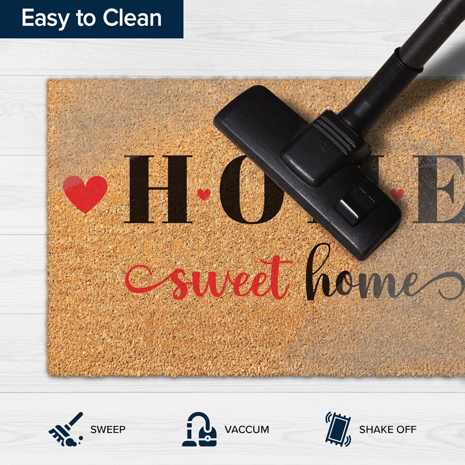 Valentines Day Coir Doormat, Welcome Mat Outdoor, Farmhouse Decor, Home Sweet Home Front Door Rug Heavy Duty Slip Resistant Backing, 24x16" Inches, Coir Material, Made by My Sign Center