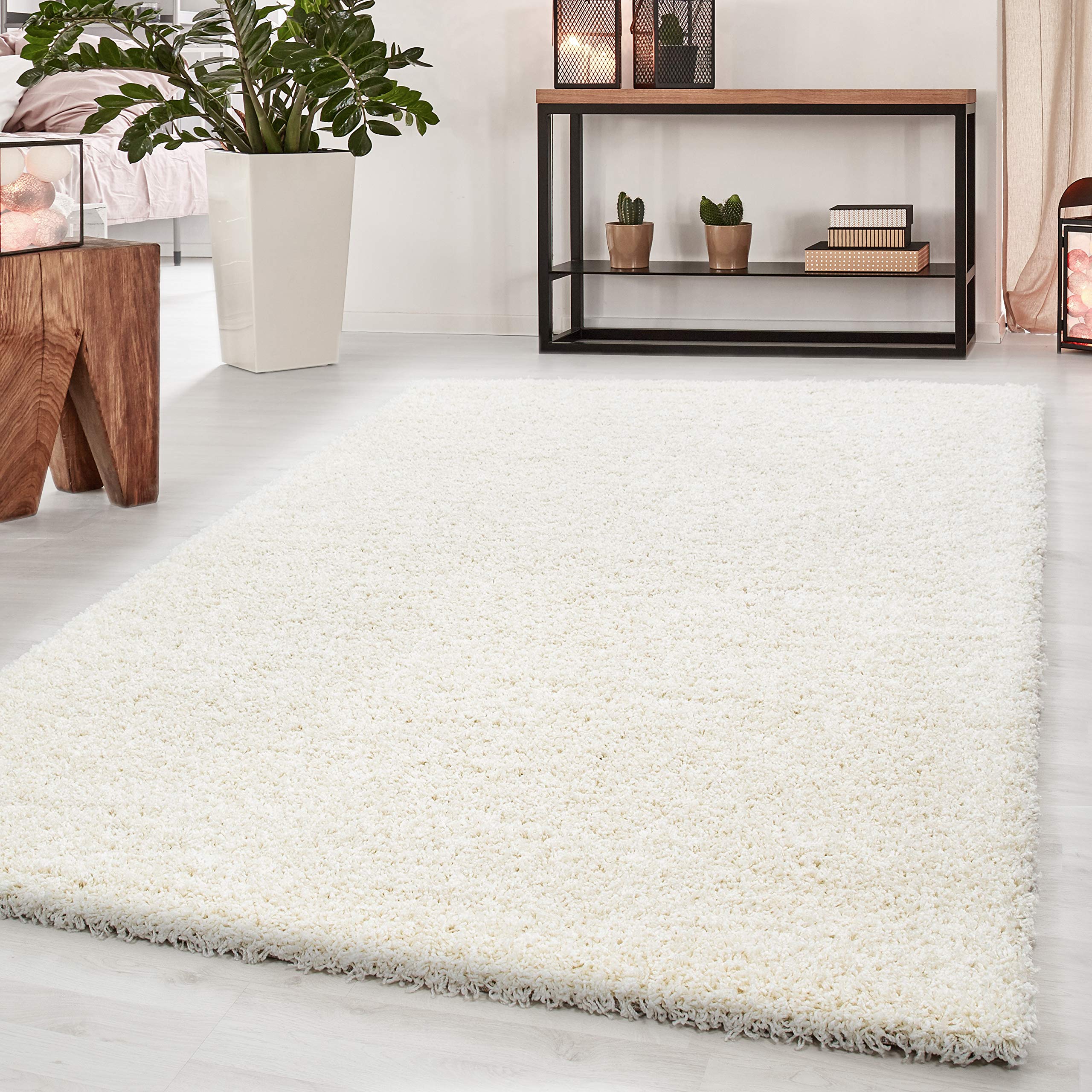 Tapijt Korte stapel Gewoon ontwerp Woonkamer 50 mm poolhoogte Pluizig zacht glansgaren Rechthoekig Rond Lopers Wit, kleur:Wit, Groote:240x340 cm