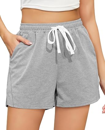 Vlazom Womens Casual Shorts High Waisted Elastic Comfy Sweat Athletic Bottoms for Summer Spring Beach Vacation S-XXL