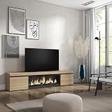 Skraut Home | TV Unit, Stand Cabinet | Entertainment Center | 210 | For TVs up to 80" | Electric Fireplace XXL | Modern Style | Oak - 2