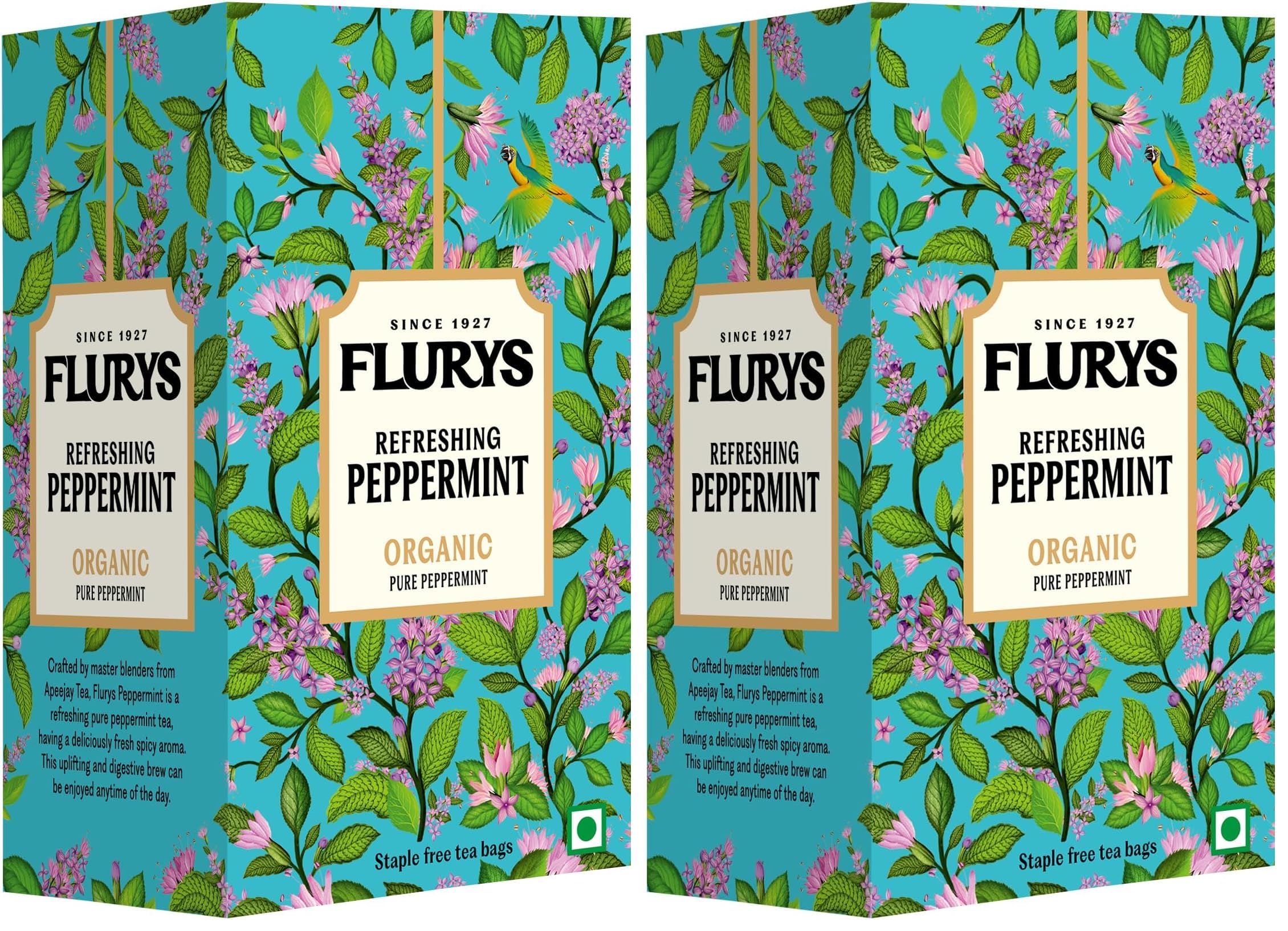 Flurys Organic Peppermint Tea | 100% Pure Herbal Tea | Caffeine-Free Mint Infusion for Digestion & Relaxation | 20 Tea Bags (30g) (Pack of 2)-image-45