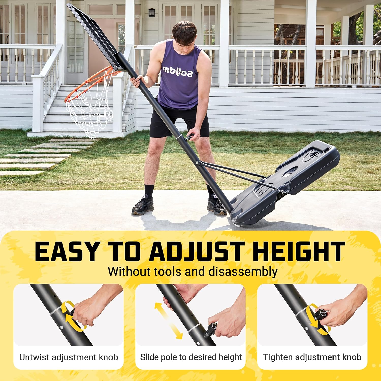 Aimking Basketball Hoop Outdoor 3.3-10FT 5s-Rapid-Adjustable, 40 inch Shatterproof Backboard Enlarged Base, Portable Basketball Hoop Goal Gift for Kids/Teenagers/Youth in Backyard/Driveway/Indoor