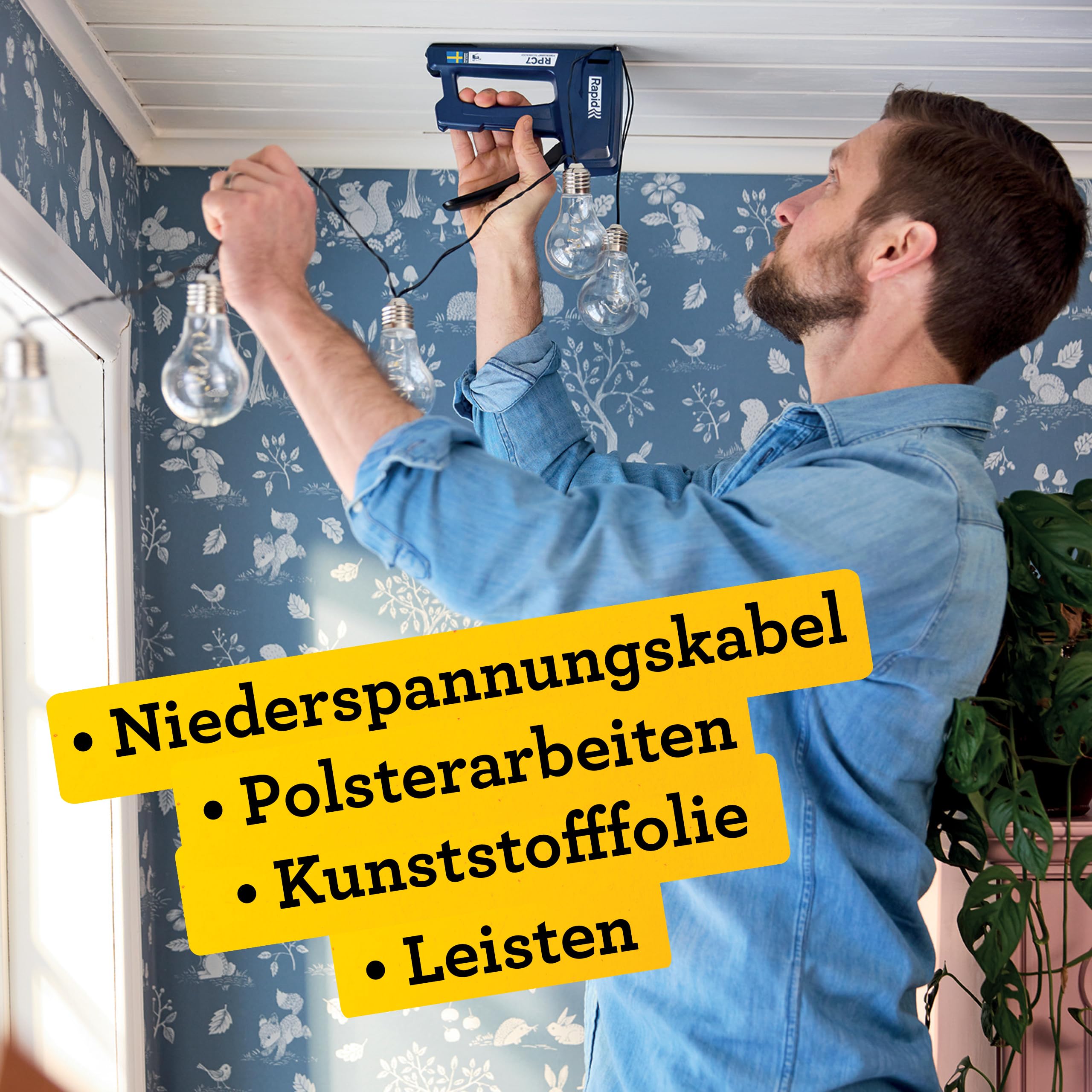 Rapid RPC7 Handtacker 7-in-1 - vielseitig zum Polstern, Kabelbefestigen, Tackern von Holz - Staterset inklusive Klammmern & Nägel - weniger Kraftaufwand - Made in Sweden