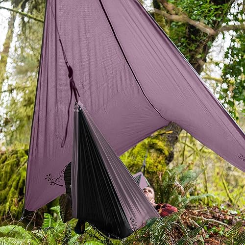 Vista 56 de Wise Owl Outfitters Hamaca Rain Fly – Funda de lona impermeable para acampar con estacas de tienda de campaña y bolsa de transporte, refugio Gris