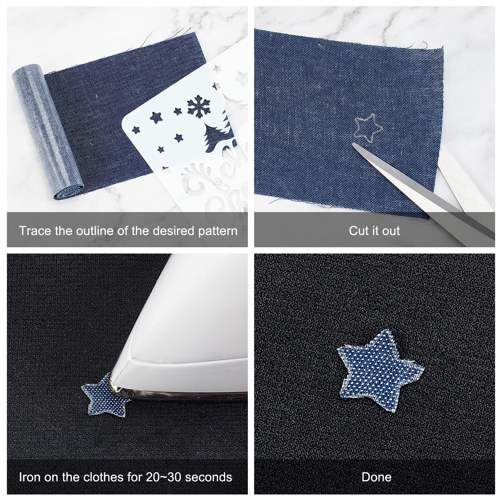 Jeans-Formen Zum Aufbügeln – Set Mit Denim-Flicken In Geometrischen Shapes, Ohne Nähen!